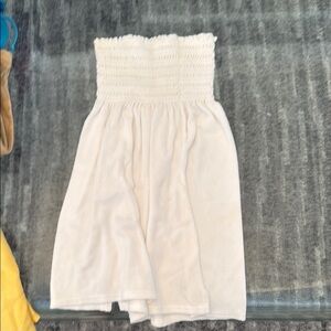 Cream Strapless Smocked Dress